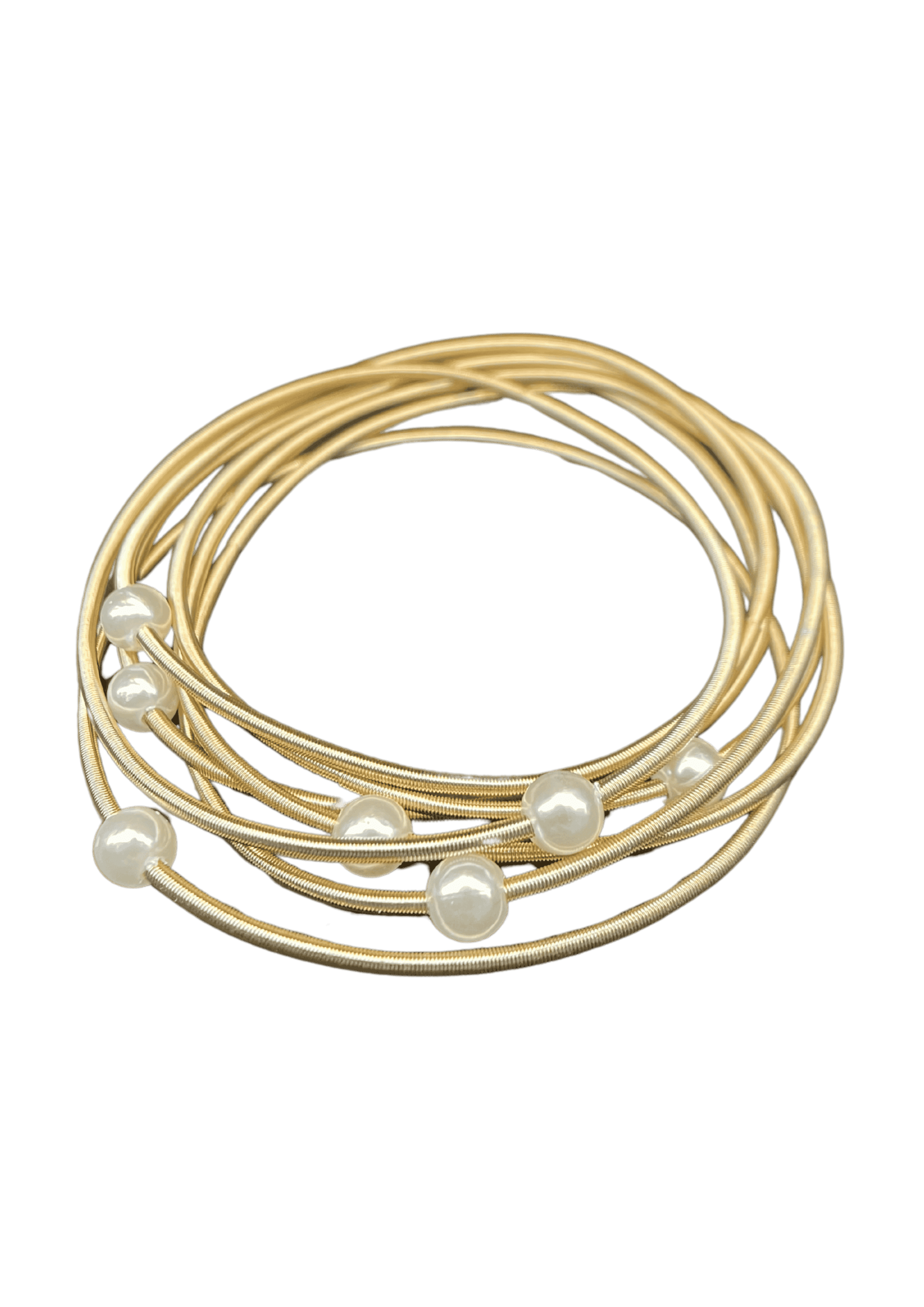 Graceful Golden Pearl Bangles (Pack of 6)